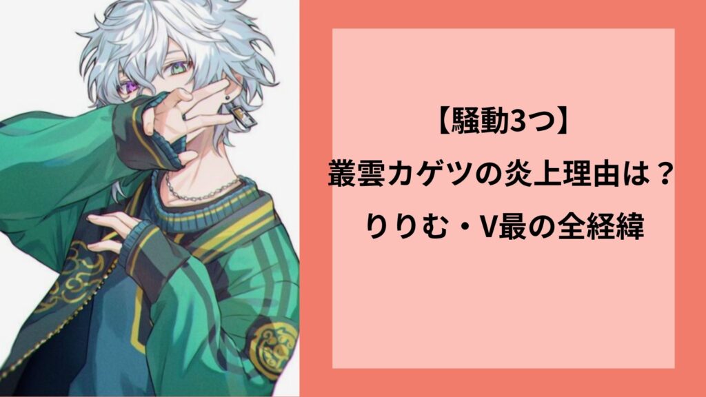 【騒動3つ】叢雲カゲツの炎上理由は?りりむ・V最の全経緯