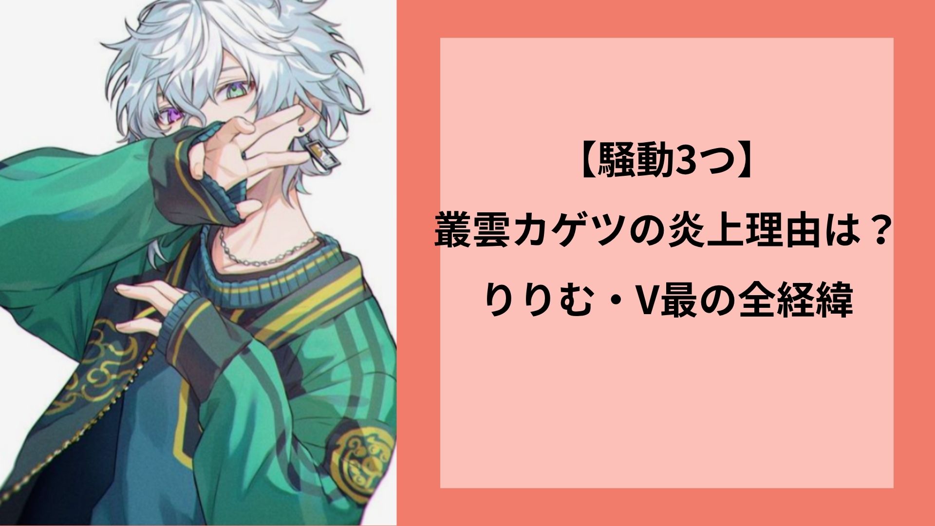【騒動3つ】叢雲カゲツの炎上理由は?りりむ・V最の全経緯